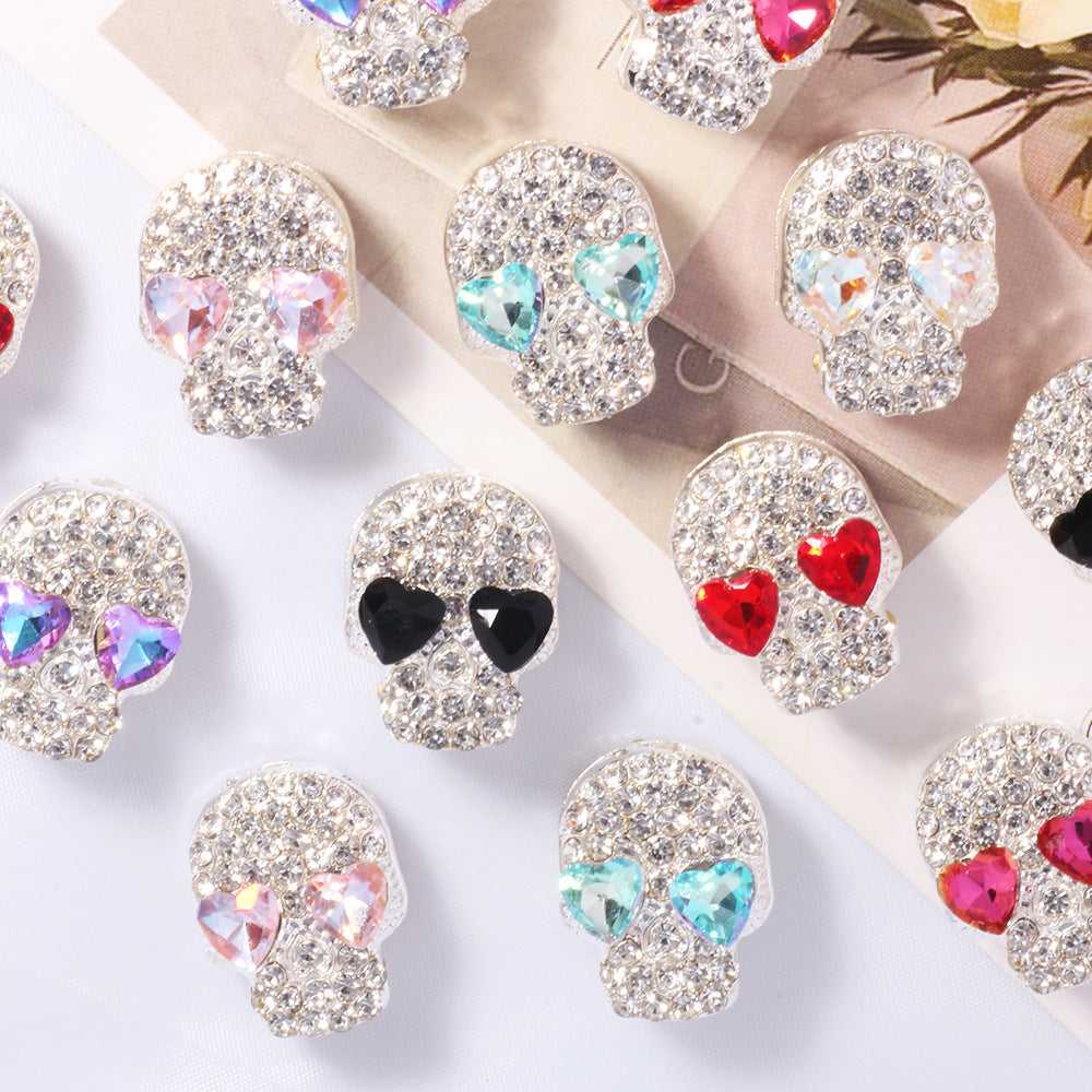 Wholesale Double-sided diamond alloy skull straight hole loose beads beaded DIY accessories